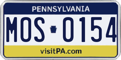 PA license plate MOS0154