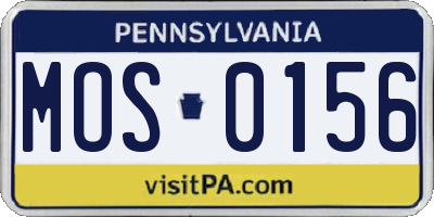 PA license plate MOS0156