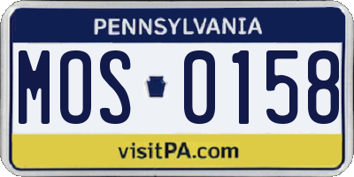 PA license plate MOS0158
