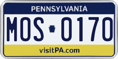 PA license plate MOS0170
