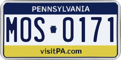 PA license plate MOS0171