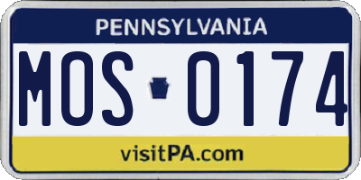 PA license plate MOS0174
