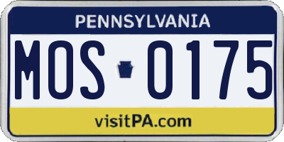 PA license plate MOS0175