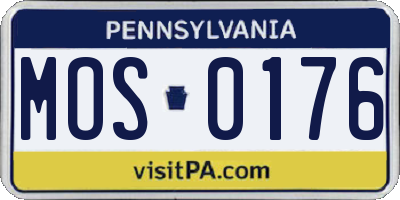 PA license plate MOS0176