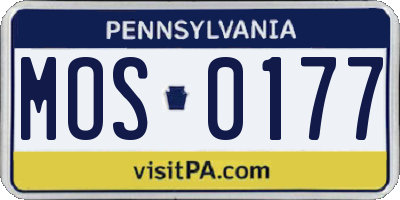 PA license plate MOS0177