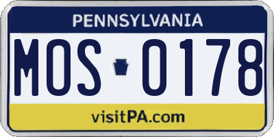 PA license plate MOS0178