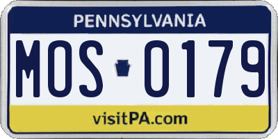 PA license plate MOS0179