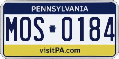 PA license plate MOS0184