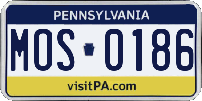 PA license plate MOS0186