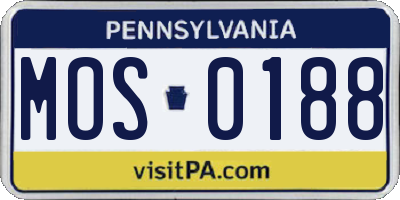 PA license plate MOS0188