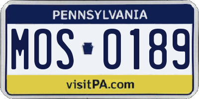 PA license plate MOS0189
