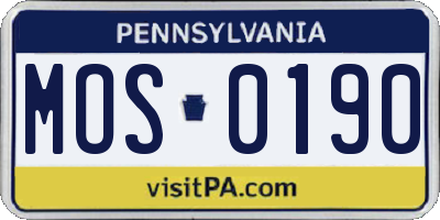 PA license plate MOS0190