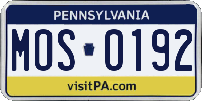 PA license plate MOS0192