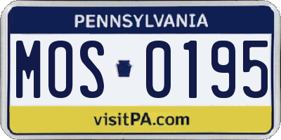 PA license plate MOS0195