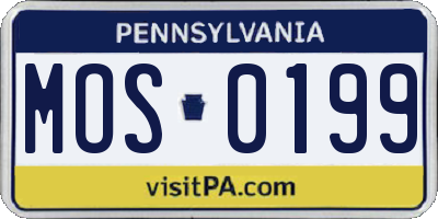 PA license plate MOS0199