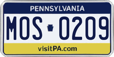 PA license plate MOS0209