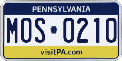 PA license plate MOS0210