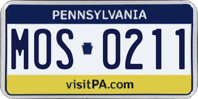 PA license plate MOS0211