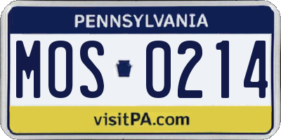 PA license plate MOS0214