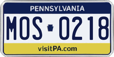 PA license plate MOS0218