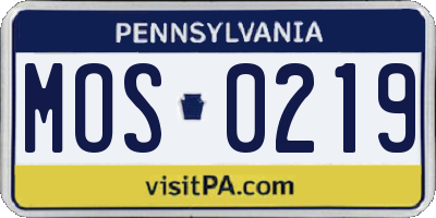 PA license plate MOS0219