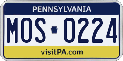 PA license plate MOS0224