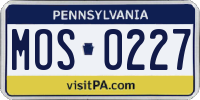 PA license plate MOS0227