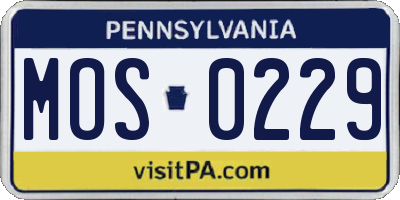 PA license plate MOS0229