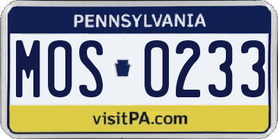 PA license plate MOS0233