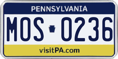 PA license plate MOS0236