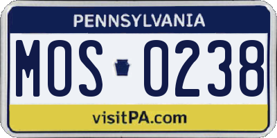 PA license plate MOS0238