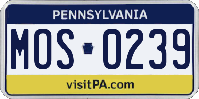 PA license plate MOS0239