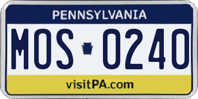 PA license plate MOS0240