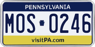 PA license plate MOS0246