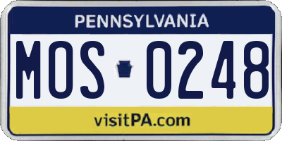 PA license plate MOS0248