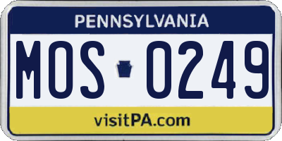 PA license plate MOS0249