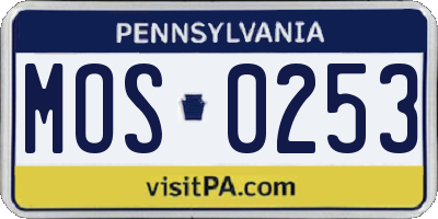 PA license plate MOS0253