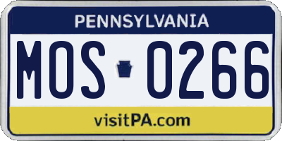 PA license plate MOS0266