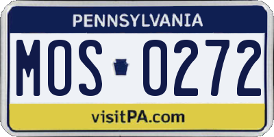 PA license plate MOS0272