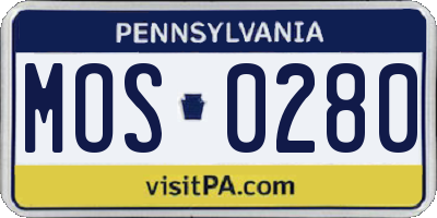 PA license plate MOS0280