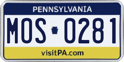PA license plate MOS0281