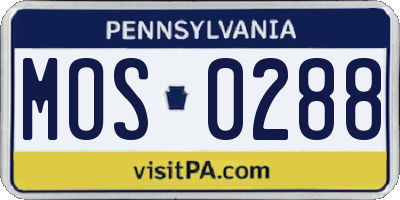 PA license plate MOS0288