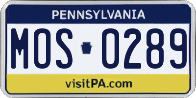 PA license plate MOS0289