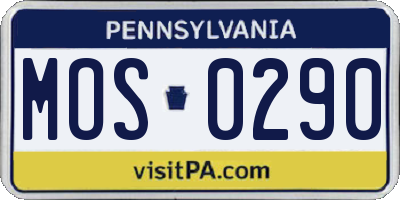 PA license plate MOS0290
