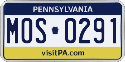 PA license plate MOS0291