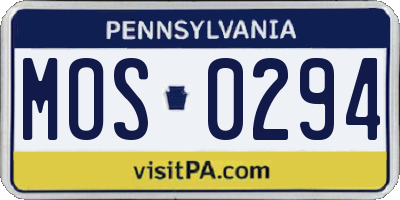 PA license plate MOS0294