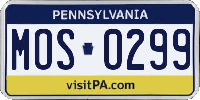 PA license plate MOS0299