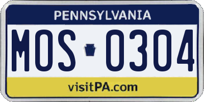 PA license plate MOS0304