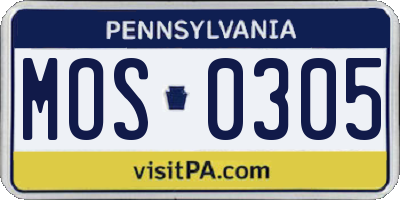 PA license plate MOS0305