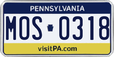 PA license plate MOS0318